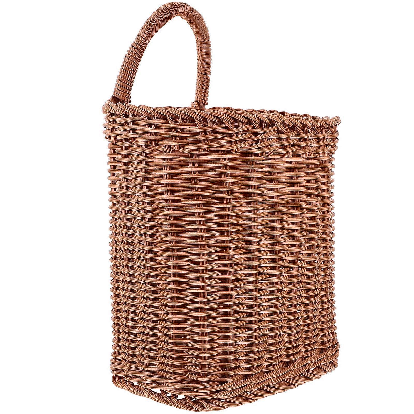 Woven Hanging Basket for Fruits & Vegetables, Wall Mounted Storage Container, Lightweight Handwoven Multi Purpose Organizer for Kitchen, Home, and