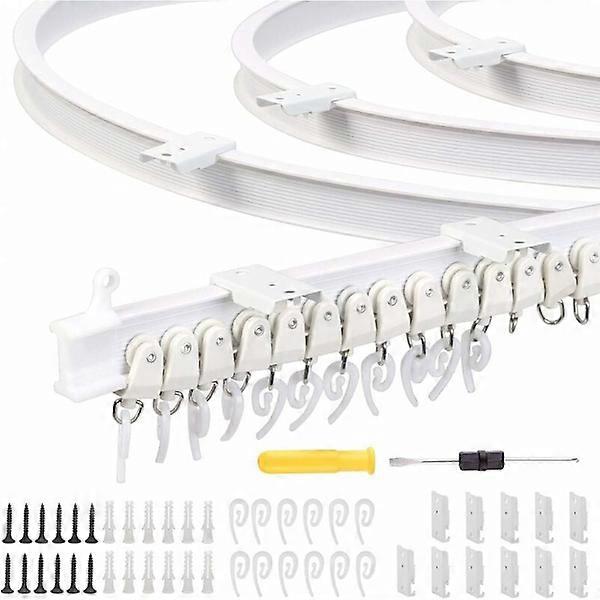 Ceiling Curtain Track Kit, 3M Bendable Ceiling Rail, Flexible Curtain Rail with 26 Curtain Hooks and 26 Pulleys, White