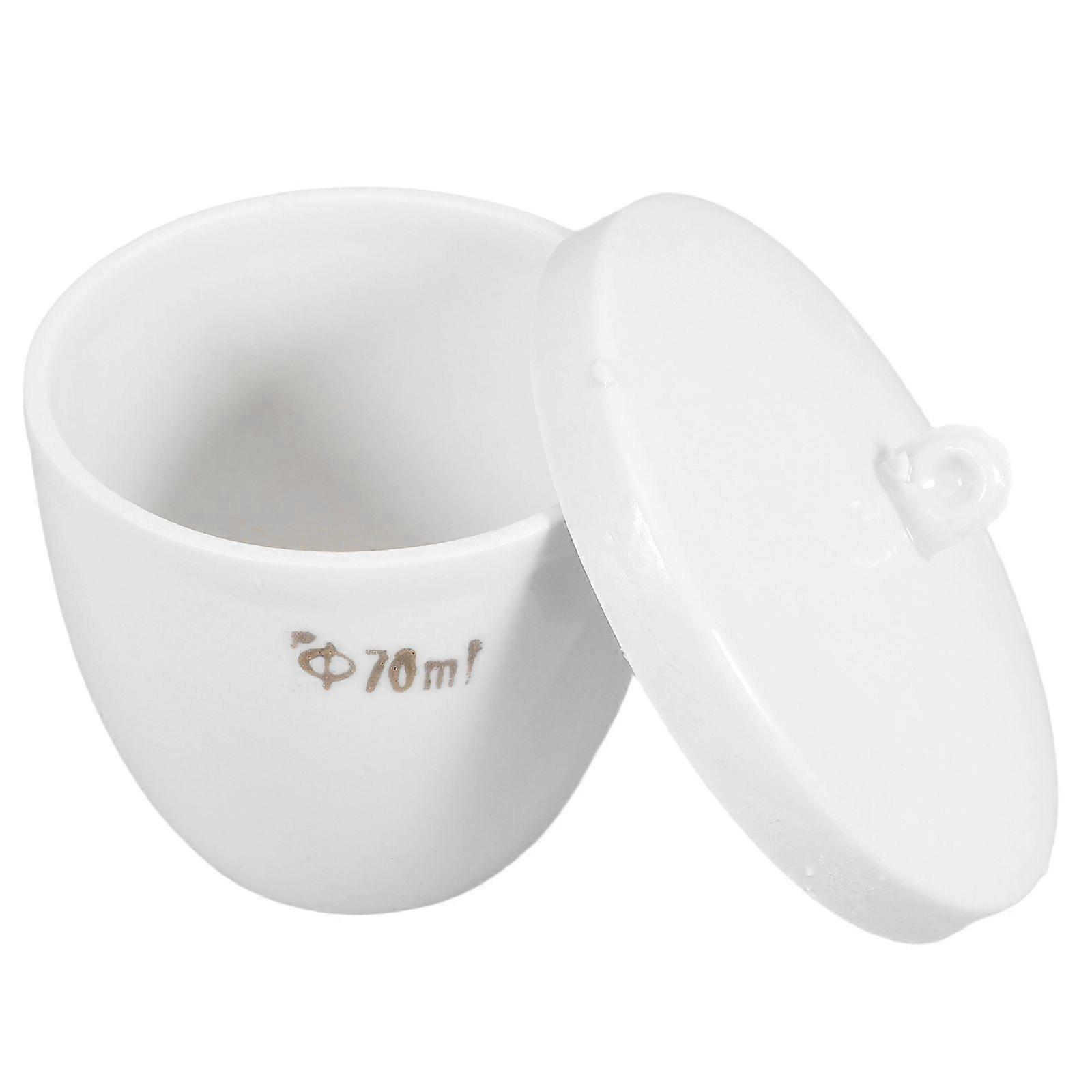 Ceramic Crucible 70ml Porcelain Crucible Cup With Lid Cover And Handle For Melting Casting And Refining For Laboratory Lab Equipment White