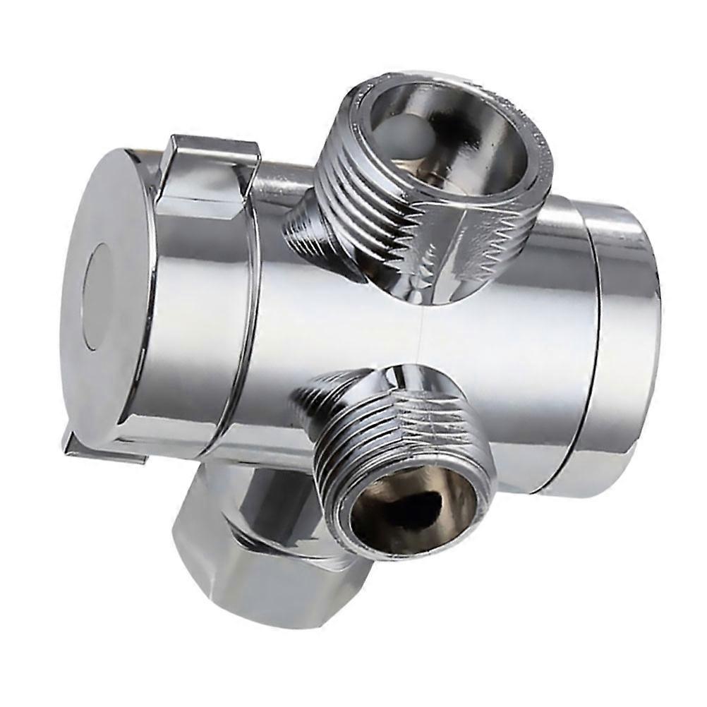 Three Way Tadapter Water Separator Shower Tee Adapter Adjustable Shower Diverter Bathroom Accessories (Silver)