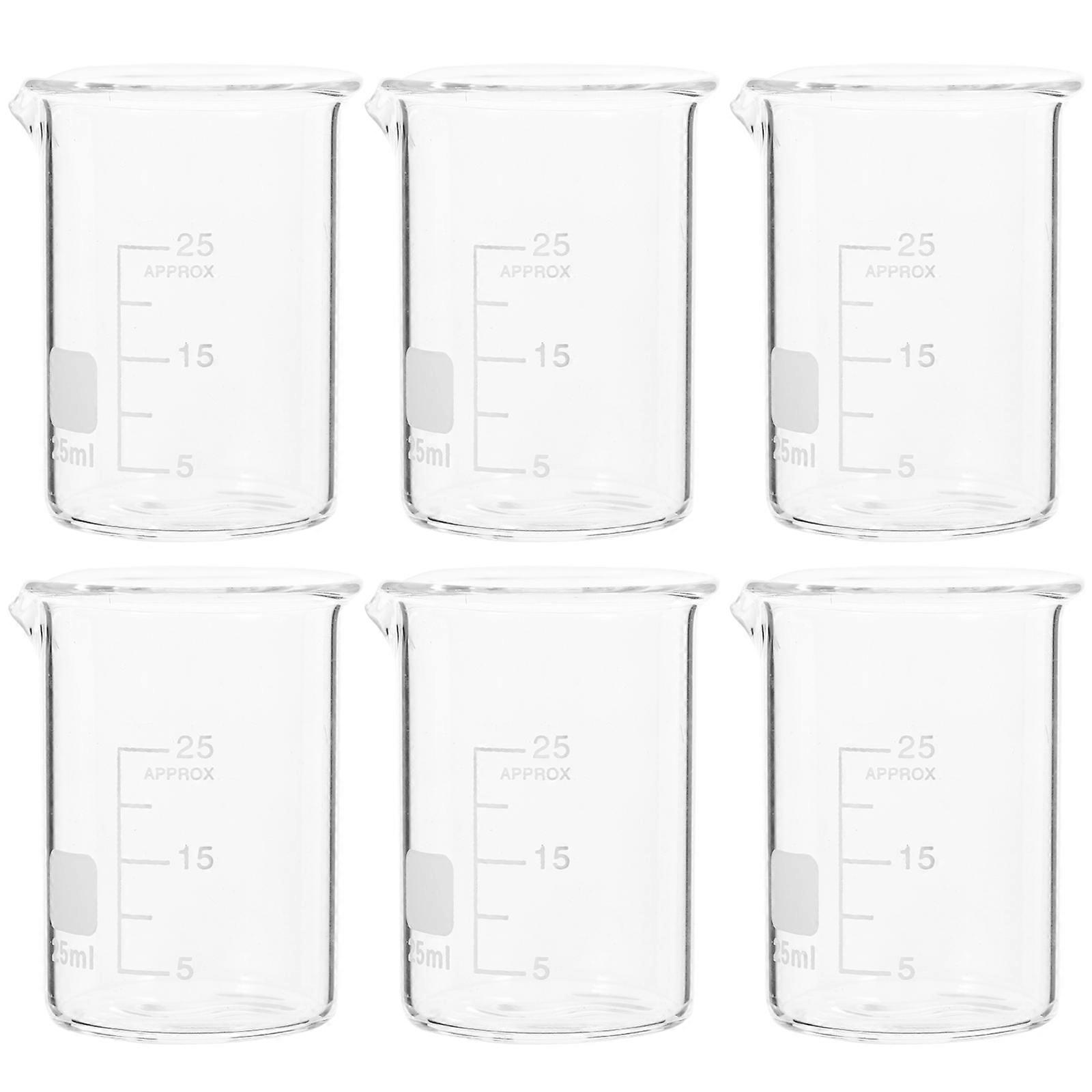 6pcs Glass Measuring Beakers for Chemistry Laboratory Glassware