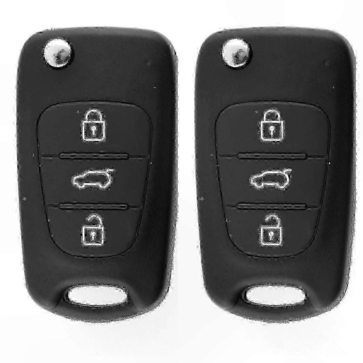 2 Pack Replacement Key Shell for Kia Vehicles with 3 Buttons and Flip Design