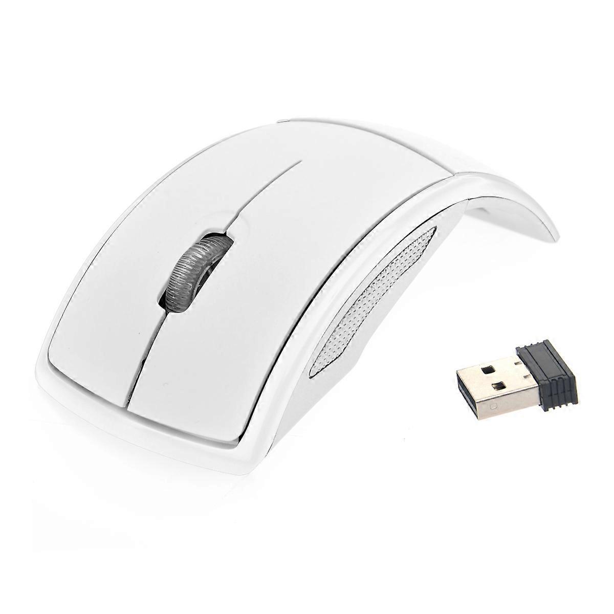 Ultra Thin Folding Wireless Optical Mouse with USB Receiver for PC Laptop – Compact Ergonomic Design for Travel – White