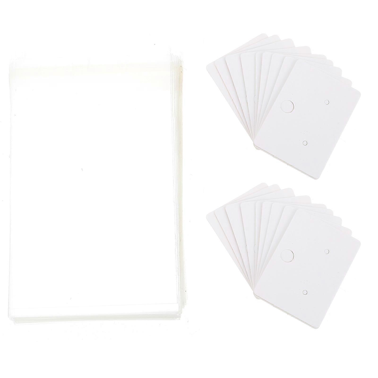 Rectangle Cardboard Earring Holder with OPP Bags for Display White Color 100 Pieces