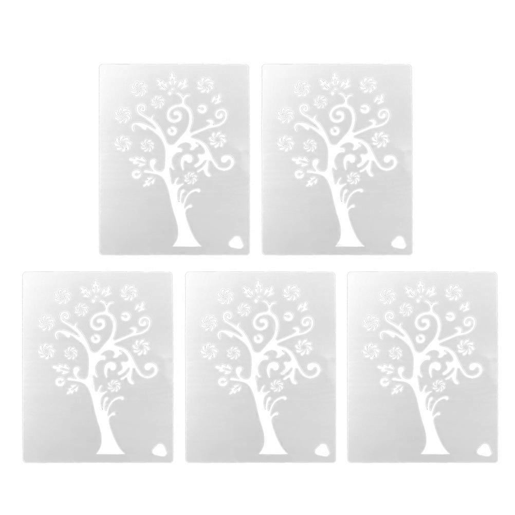 Durable White Plastic DIY Hollow Painting Stencils for Tree Patterns Ideal for Wall Art and Graffiti 5pcs