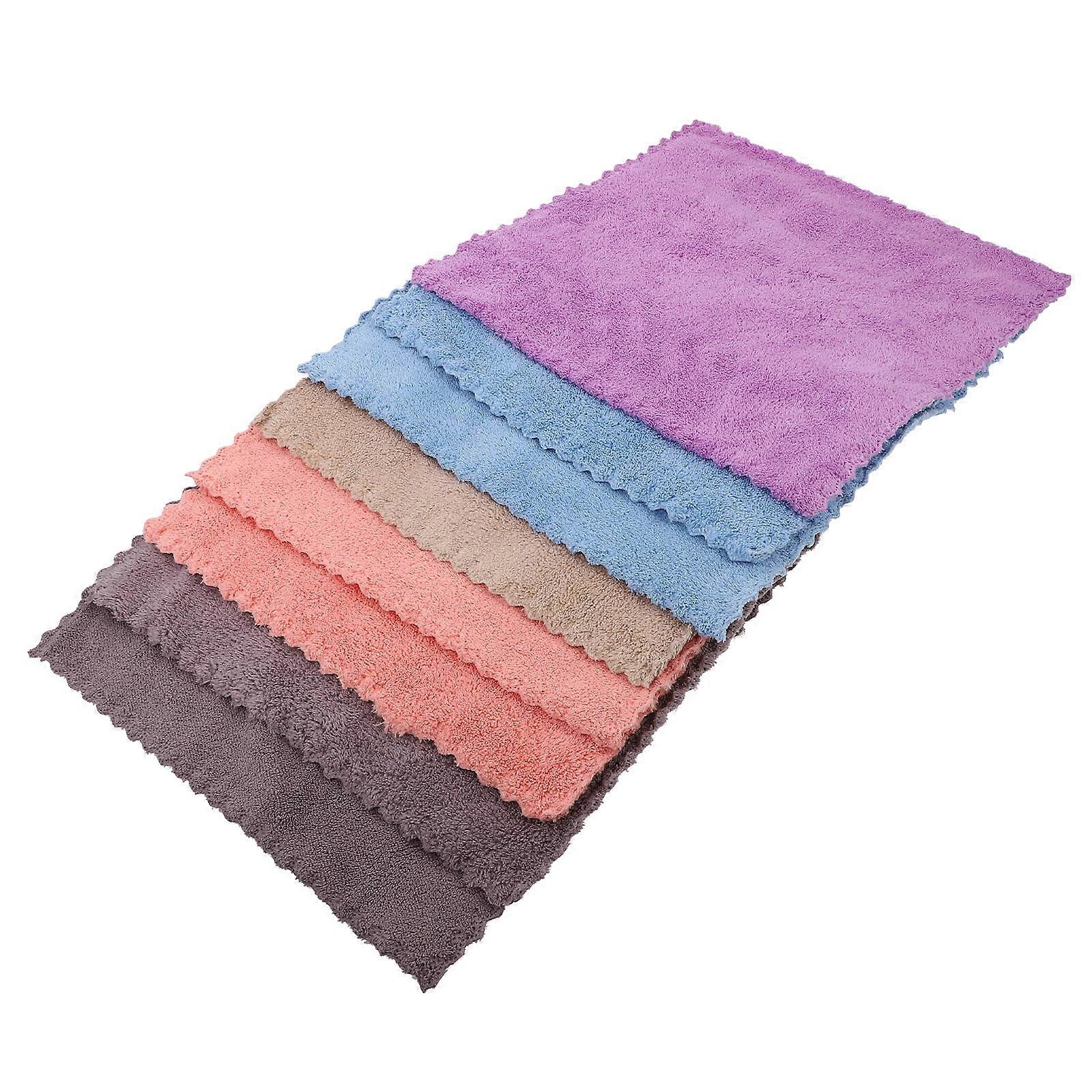 8PCS Coral Fleece Water Absorbent Towels Soft Square Face Cloths for Bathing, Shower & Home Use – Skin Friendly Washcloths