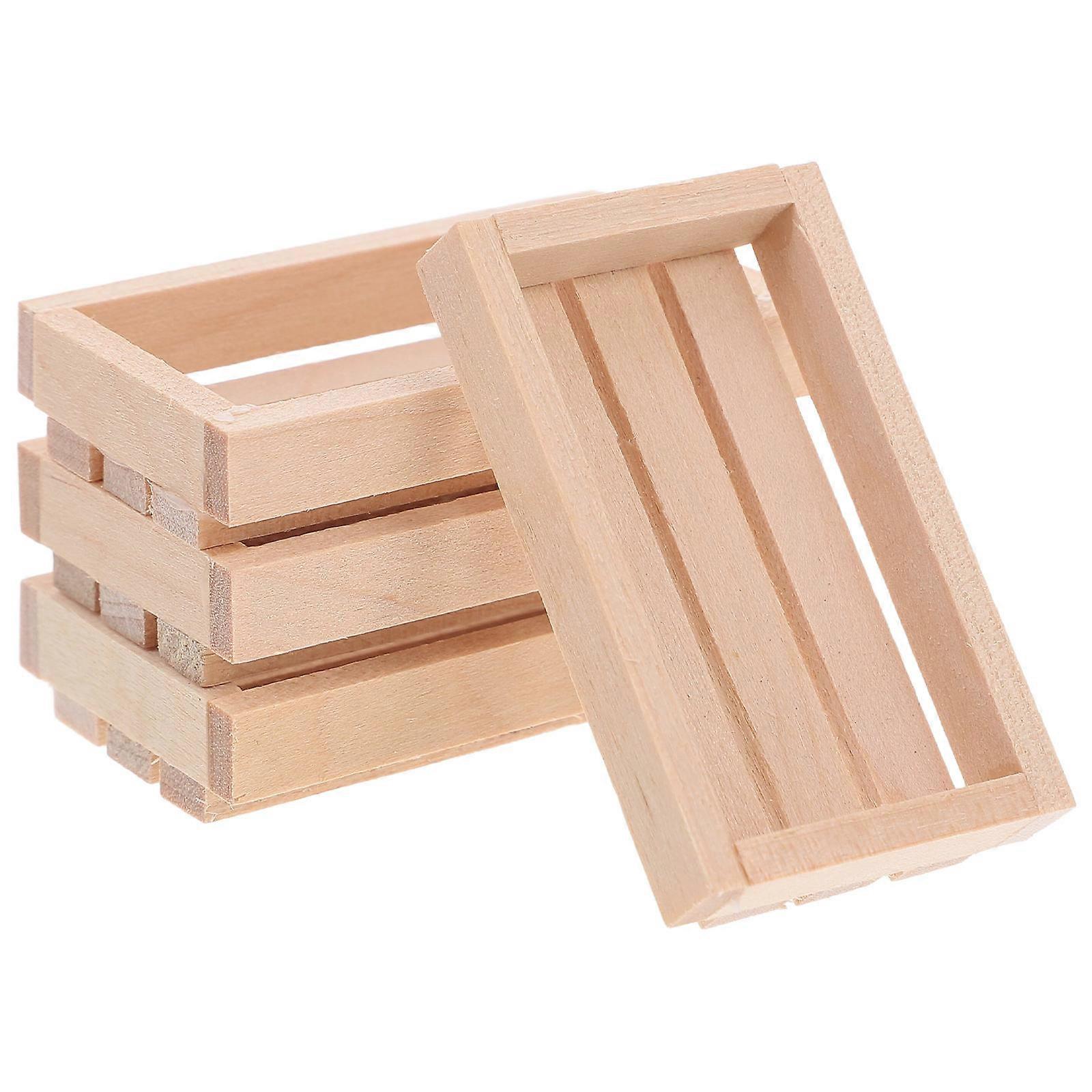 Miniature Wooden Crates for Dollhouse Decor Khaki Craft Storage Baskets Versatile Use 1:12 Scale
