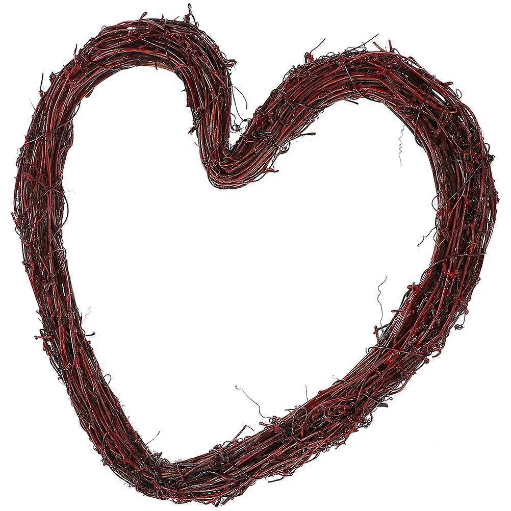 Heart Shaped Rattan Wreath for DIY Use Red Color Decor Craft 12.5 Inches