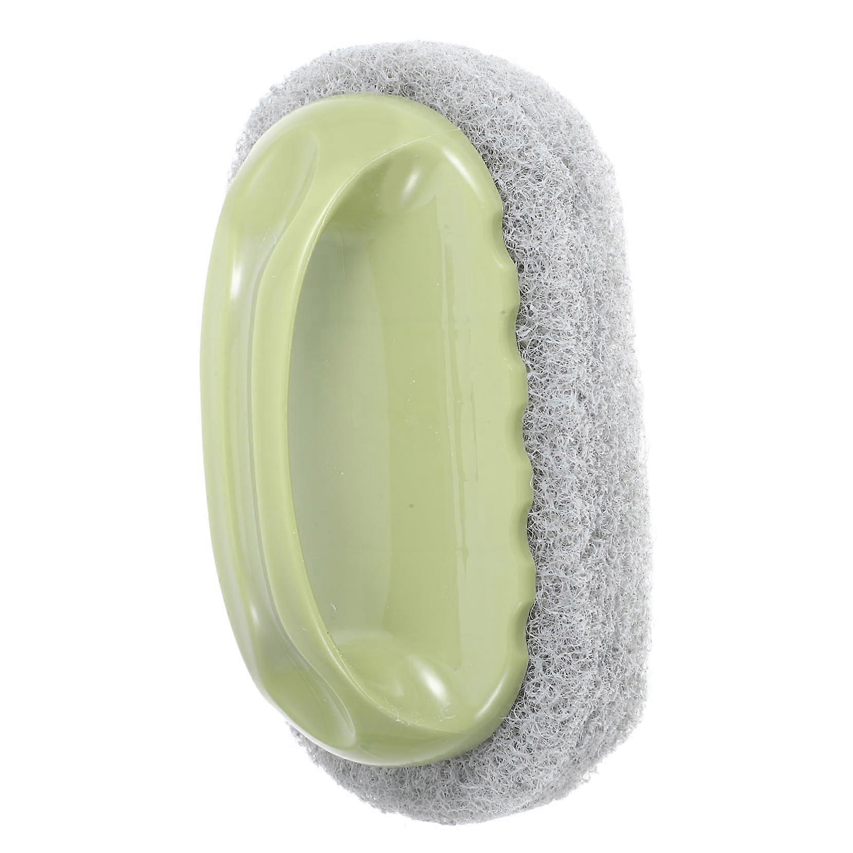 Soft cleaning brush with handle for bathroom, kitchen, and floor. Scratchresistant scrubber for shower. Green.