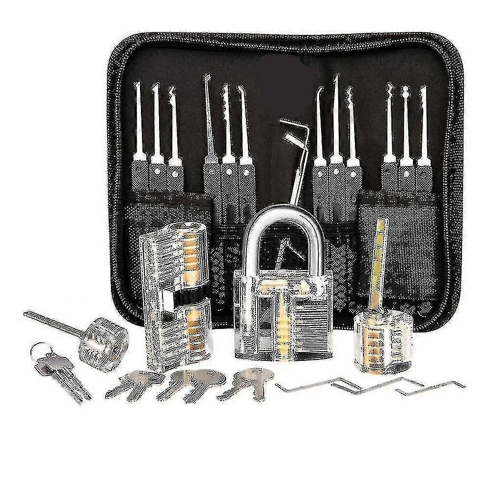 25pcs Lock Picking Set with 3 Transparent Locks