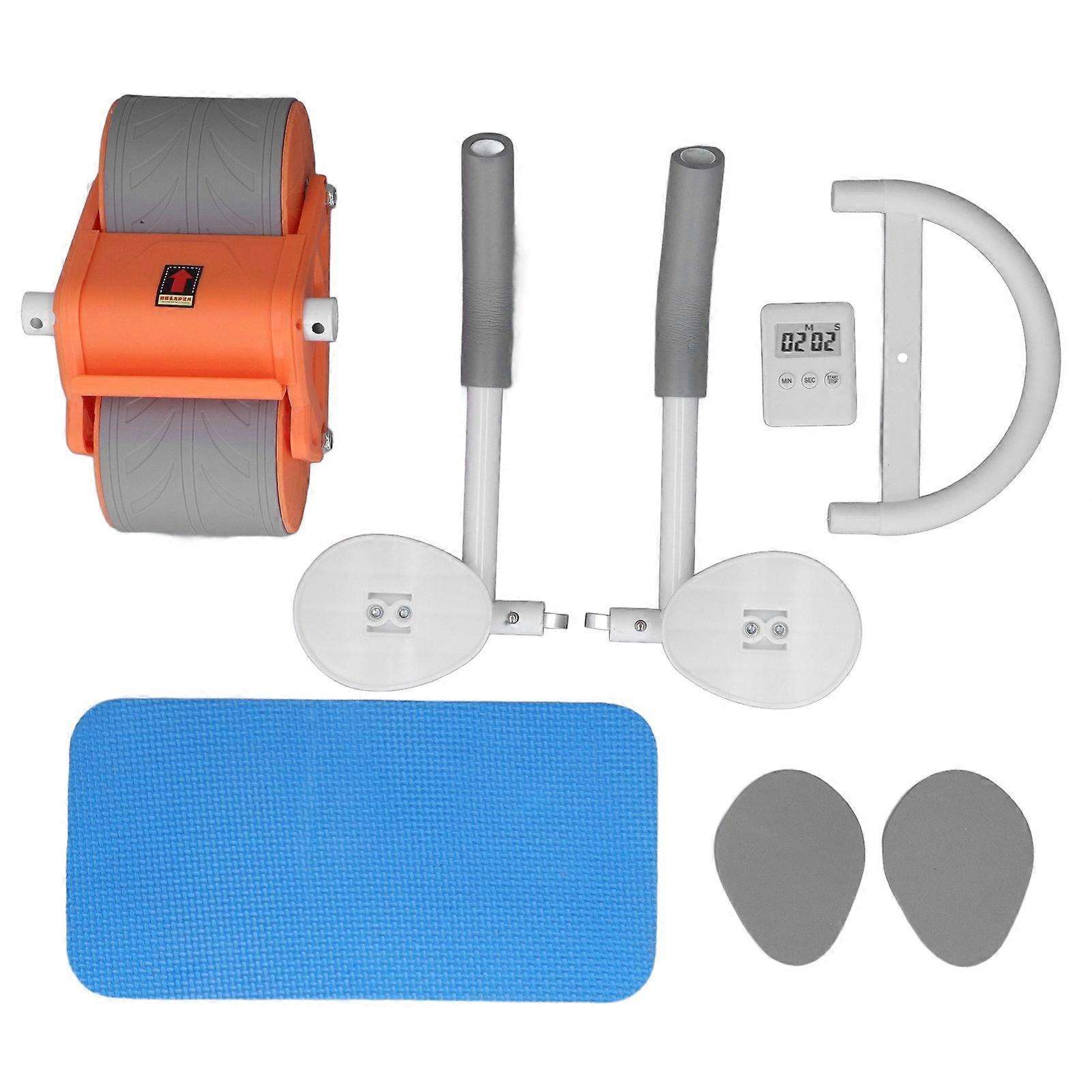 Abdominal Roller Wheel with Elbow Support Timer Automatic Rebound Core Strength Training Exercise Equipment Orange