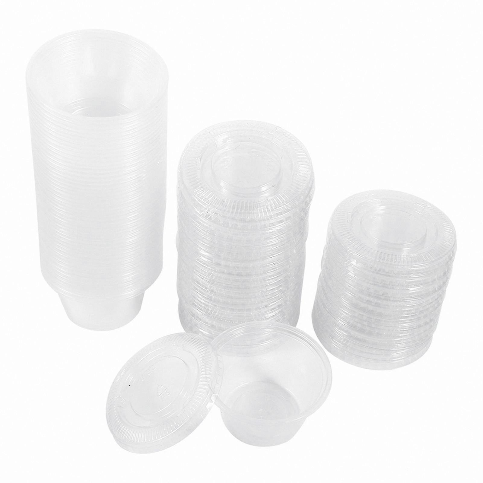 2oz Clear Plastic Sauce Cups with Lids, 50 Count, Perfect for Takeaway and Food Storage
