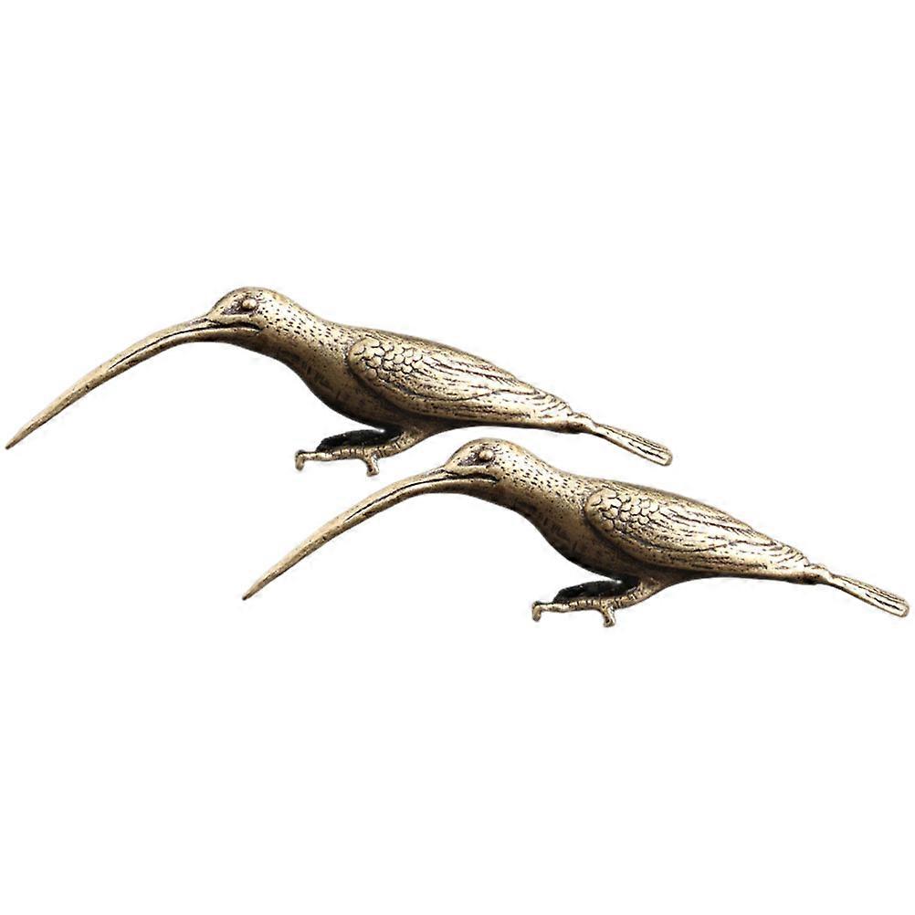 Golden Brass Bird Statue Figurine for Decoration with Craftsmanship and Stability 2 Pieces