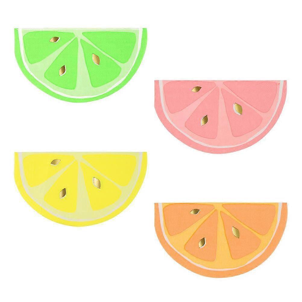 16pcs Gilding Fruit Lemon Paper Napkins for Cocktail Party Home Bar BBQ Serveware (Assorted 4 Color)