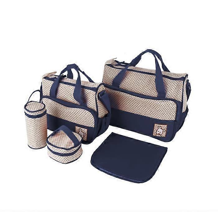 5-Piece Baby Changing Bag Set - Laminated, Waterproof & Insulated - Dark Blue