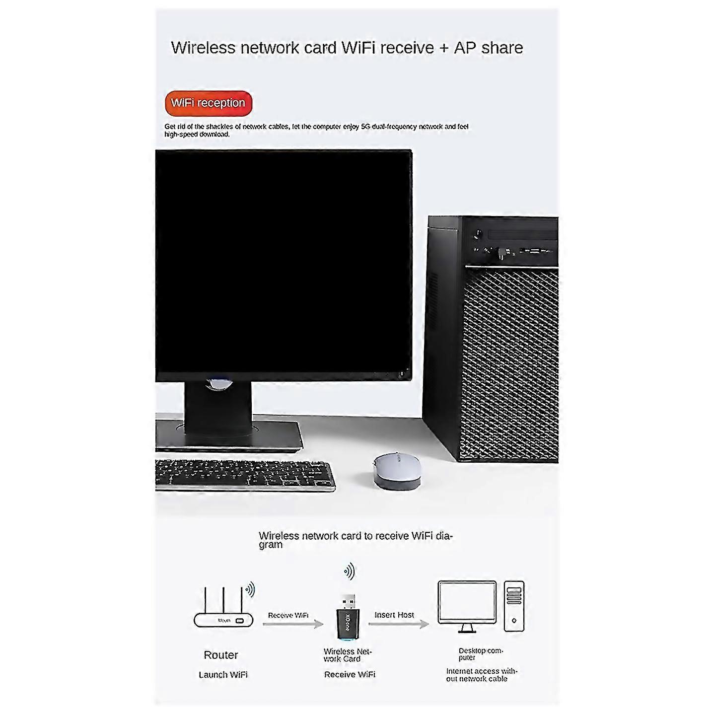 Für Drive Free Wireless Network Card Wifi Receiver 5g Dual Frequency