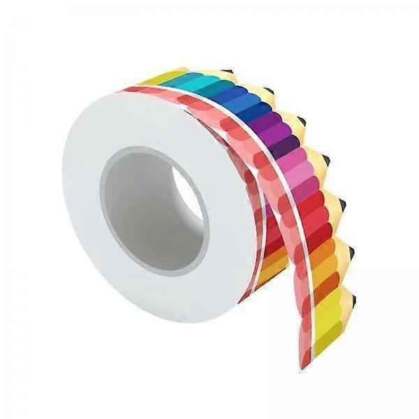 6x Pencil Pin Borders, Pencil Classroom Borders, Rolled Border Trim, Light Color with Pencil Patterns, Stickers for Home and Office Decoration