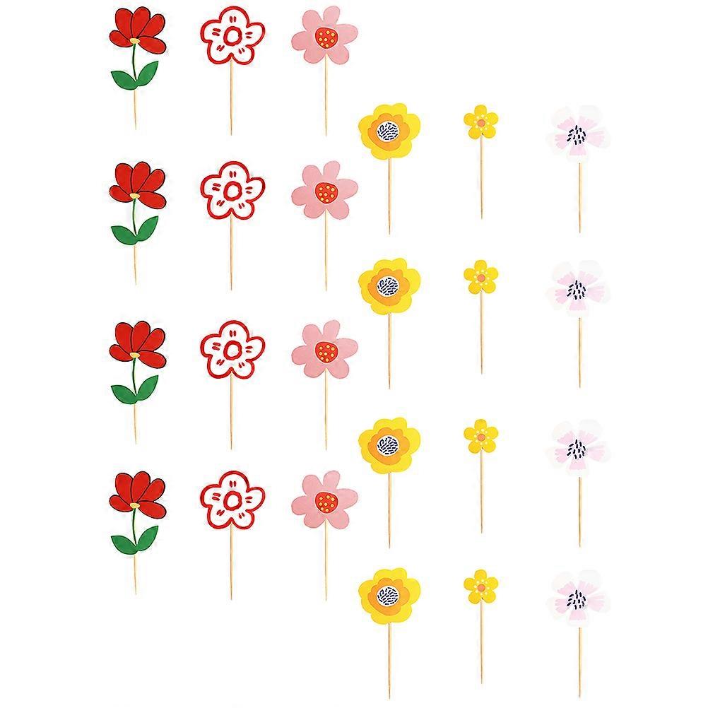 Beautiful Cake Toppers with Flower Design for Adornment Made of Paper and Plastic Assorted Color