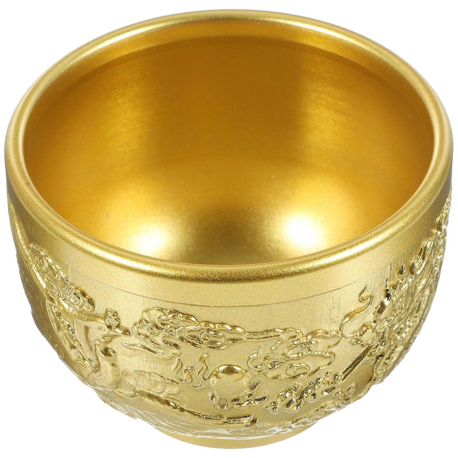 Classic Design Brass Embossed Mug For Art Collectors Golden Round Shape Ideal For Home And Office 1Pack