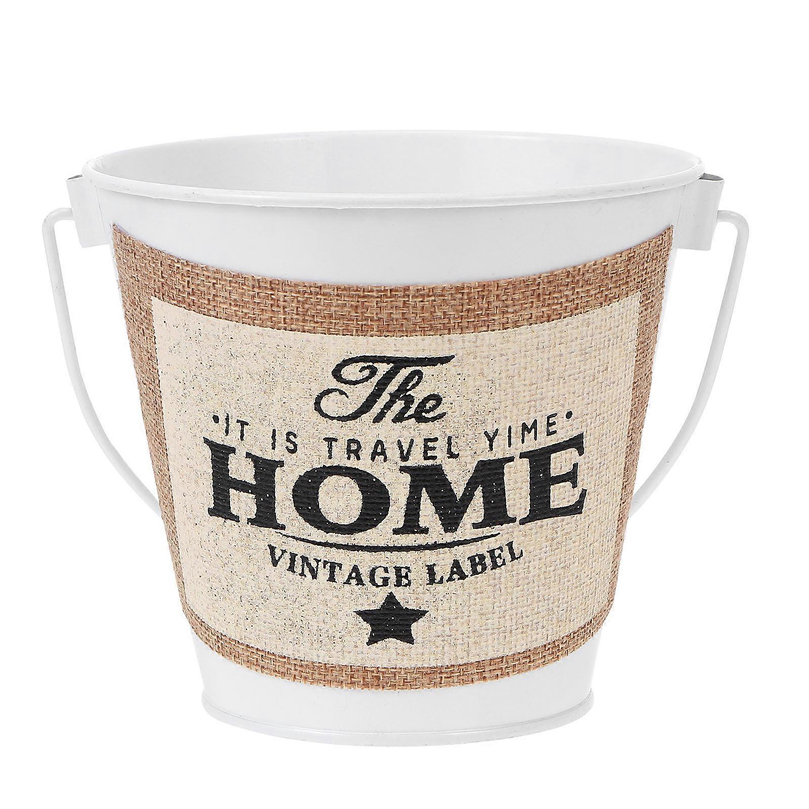 Tin Flower Bucket Decorative Iron Flowerpot For Home Decor Indoor Use Multi Color 1Pc