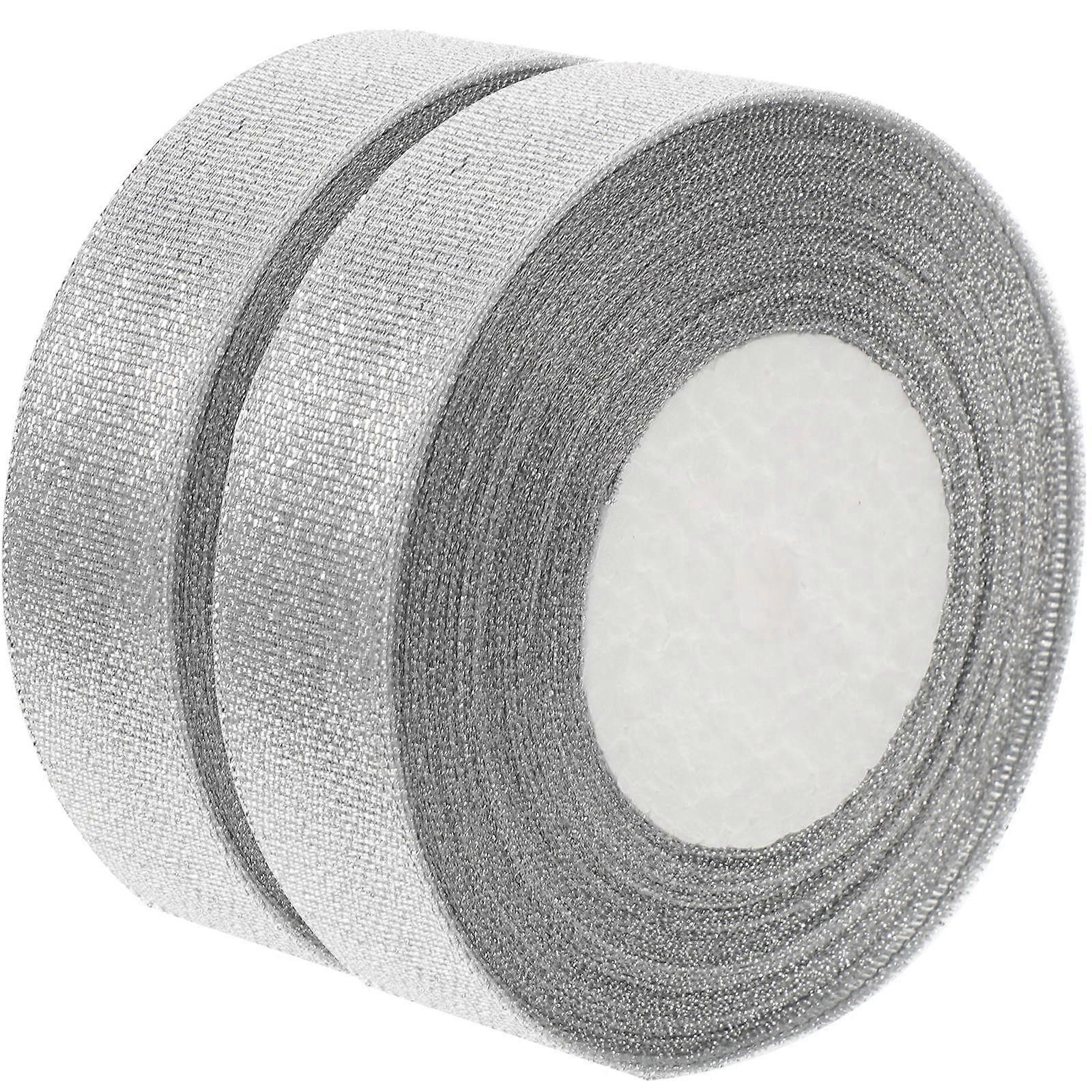 Shiny Silver Festival Package Ribbon Multi-Function Craft Ribbon 25 Yards Convenient For And Event Planners 2 Rolls