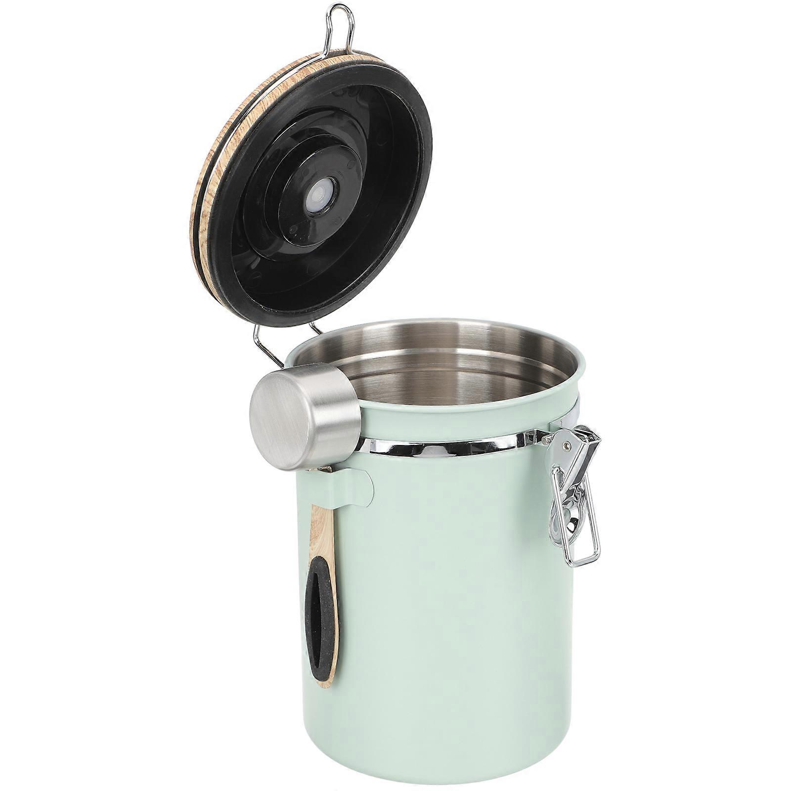 Light Green Coffee Storage Jar with Stainless Steel Lid for Home Use 1.8L