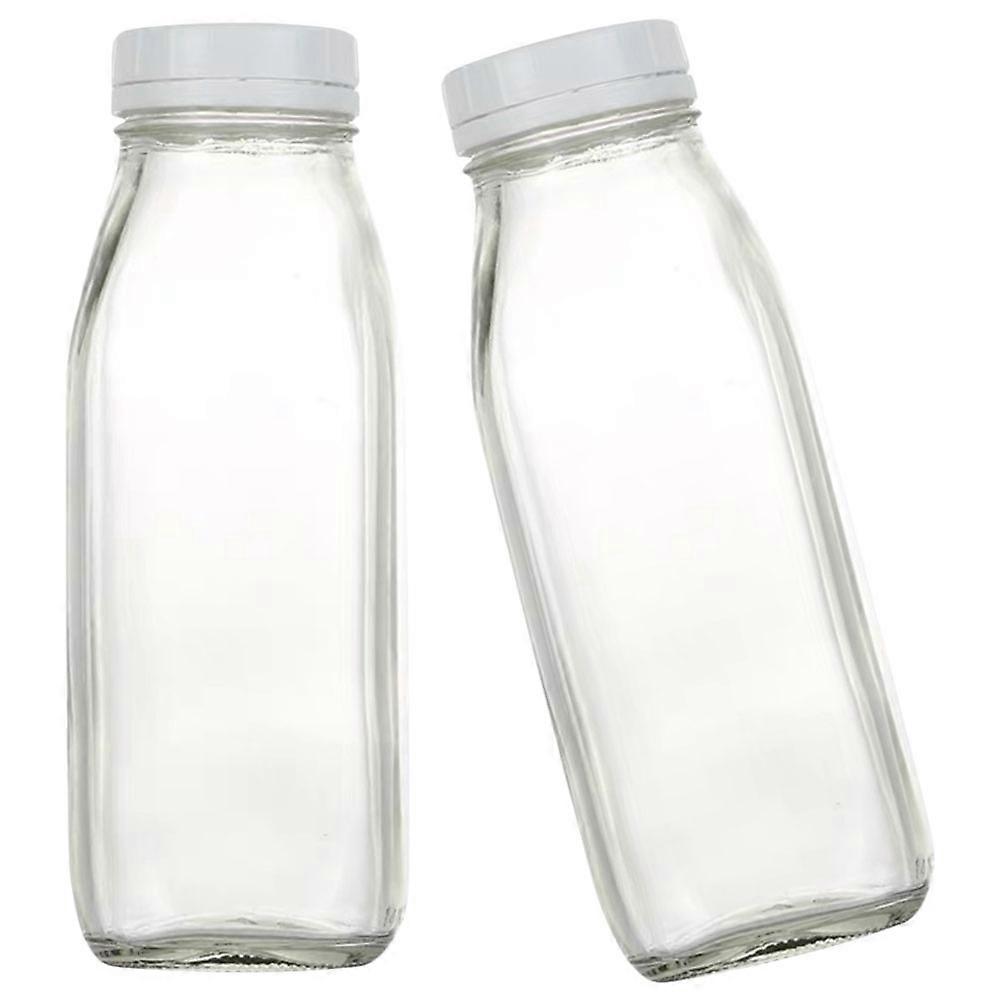 Bouteilles de jus en verre réutilisables avec couvercles pour un usage quotidien Récipients de boisson transparents portables 2 pcs
