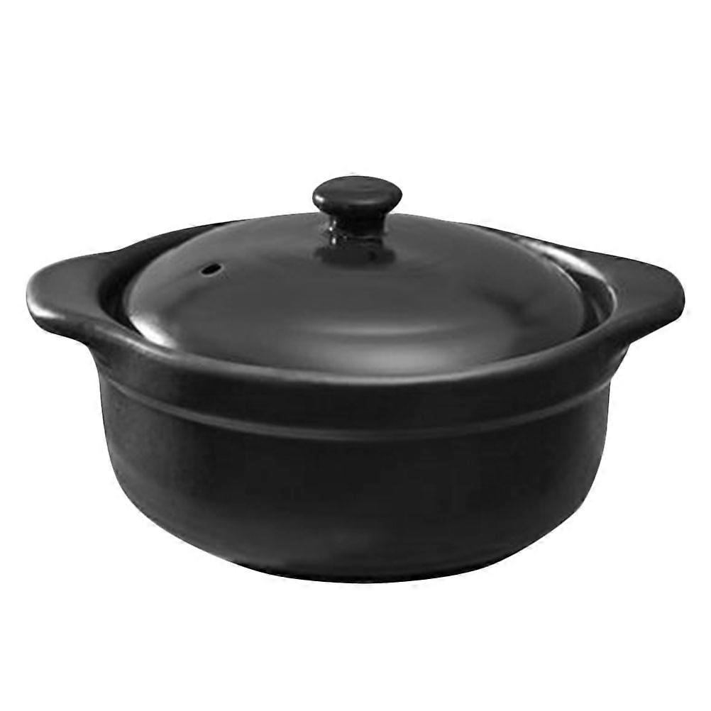 Ceramic Casserole With Lid Cooking Porridge Home Use Black 21.50X18.00X8.00CM Boiling 1Pack
