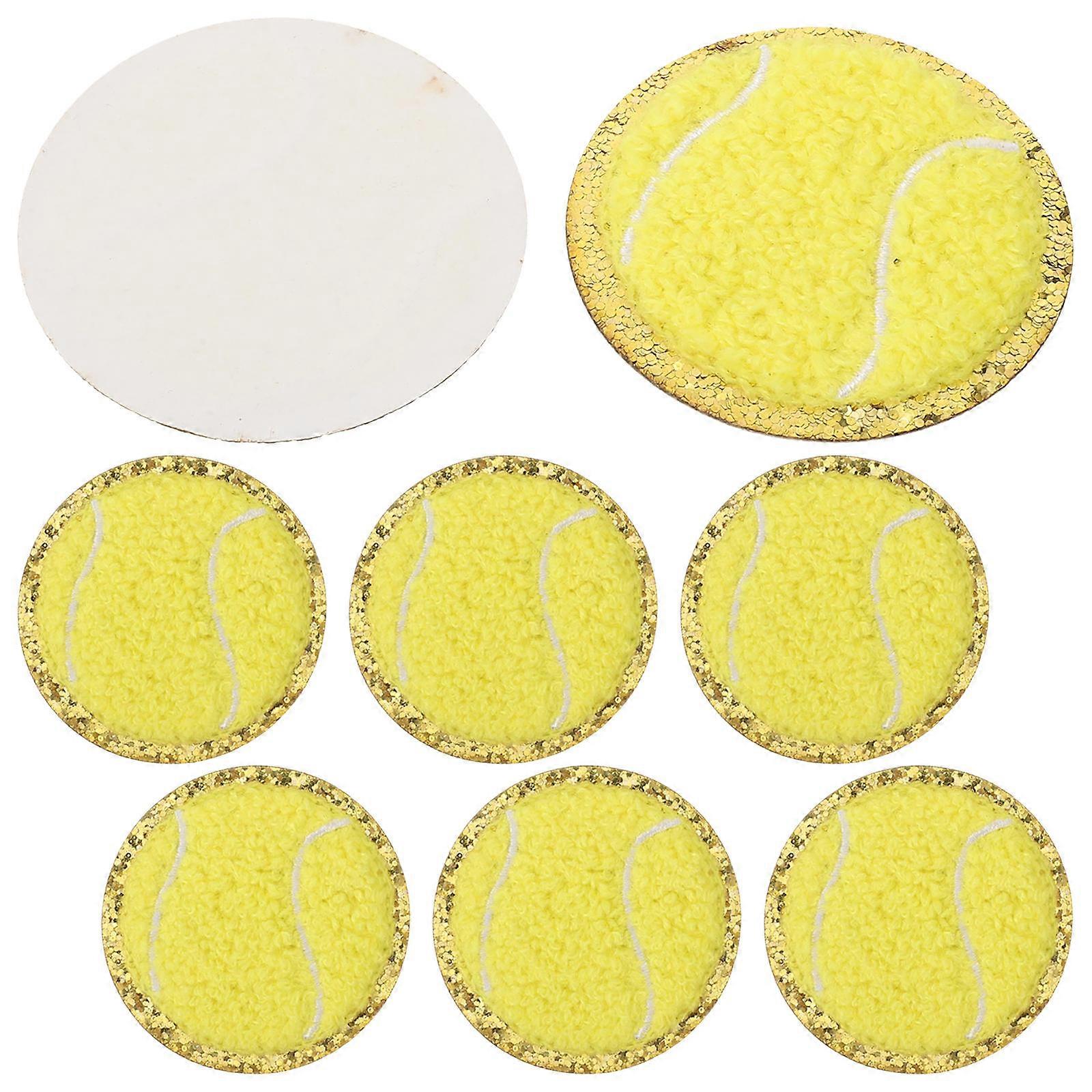 8Pcs Embroidered Appliques Sports Ball Patches For DIY Projects Home Decor Utilizing Cotton Material Yellow Color