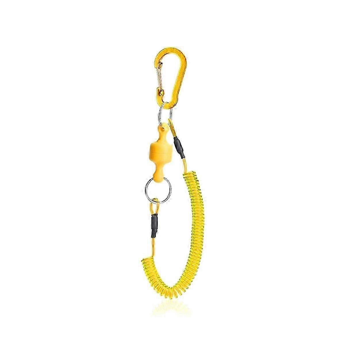 Fixed Rope Fishing Strong Magnetic Steel Wire Anti-Iost Coil Lanyard 1.5M for Fishing Gear Protection - Yellow