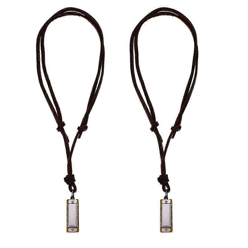 2pcs Vintage Harmonica Shape Necklaces Miniature Harmonica Hanging Pendants