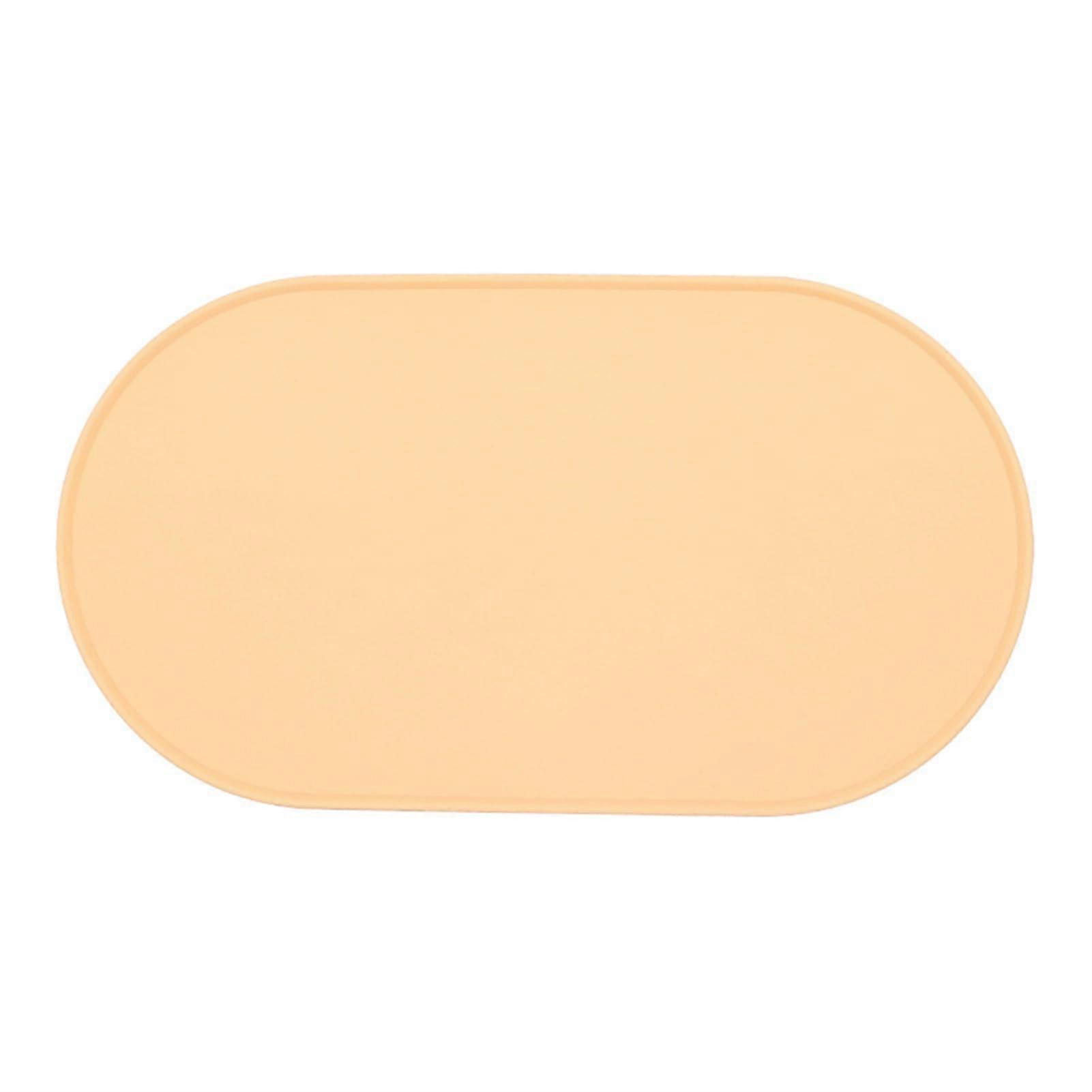 Feeding Bowl Mat Silicone for Cats and Dogs - Washable Oval Mat 54 x 29 cm in Yellow - Pet Feeding Accessories