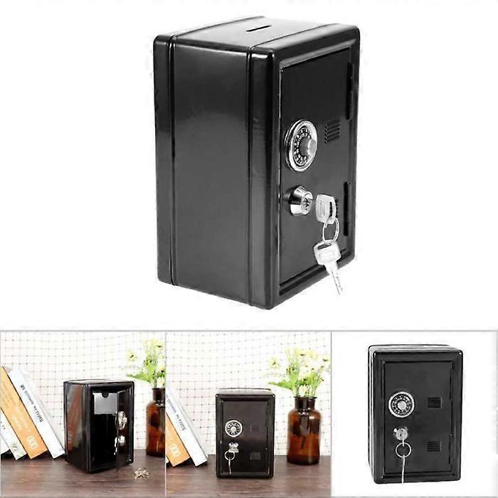 Kids Learning Toy Piggy Bank Password Cash Saving Safe Box Style Gift with 2 Keys (Black) -CHT