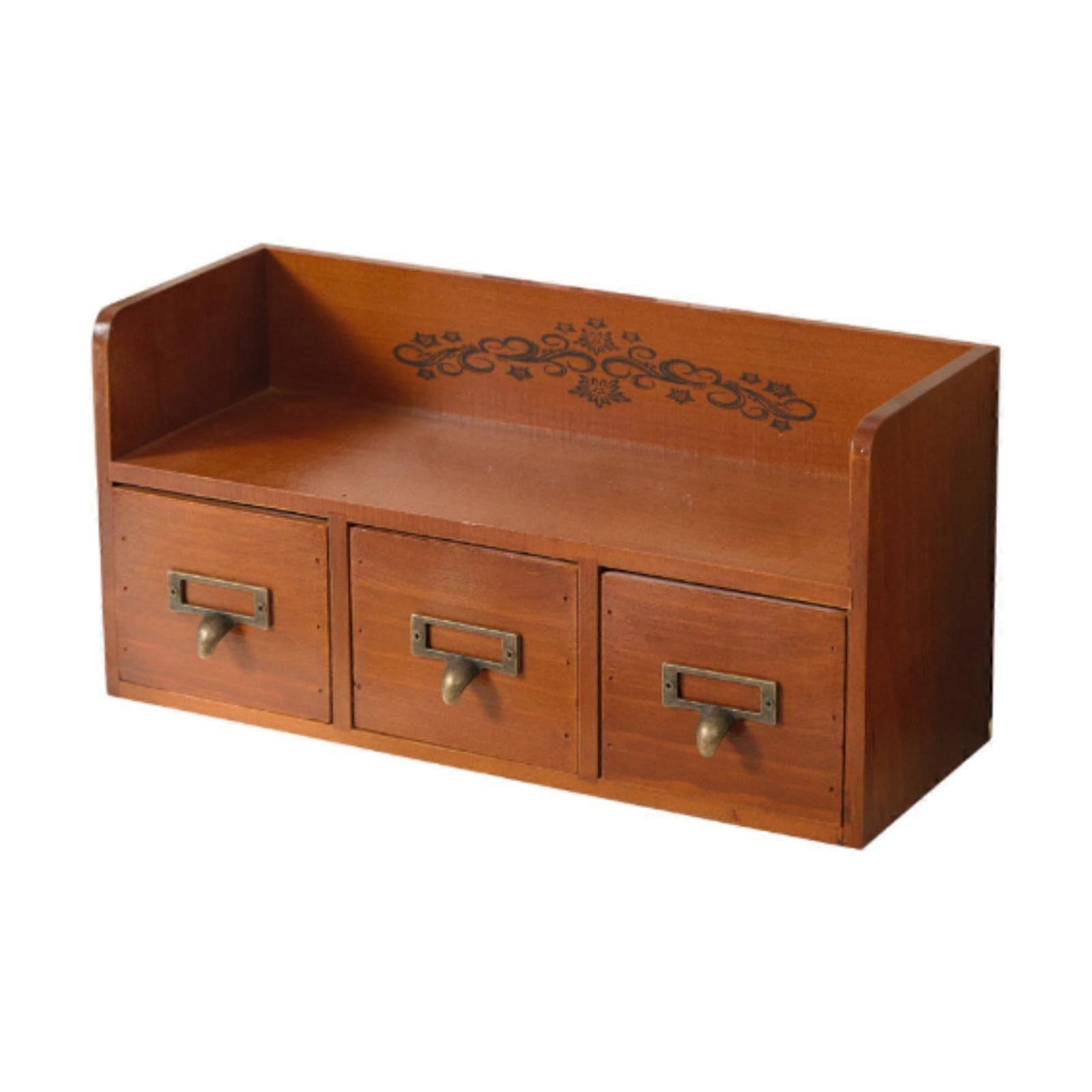 Desktop Storage Drawer Box Classic Portable Versatile Desk Organizer Tabletop Cabinet Case for Bathroom Bedroom Home Counter
