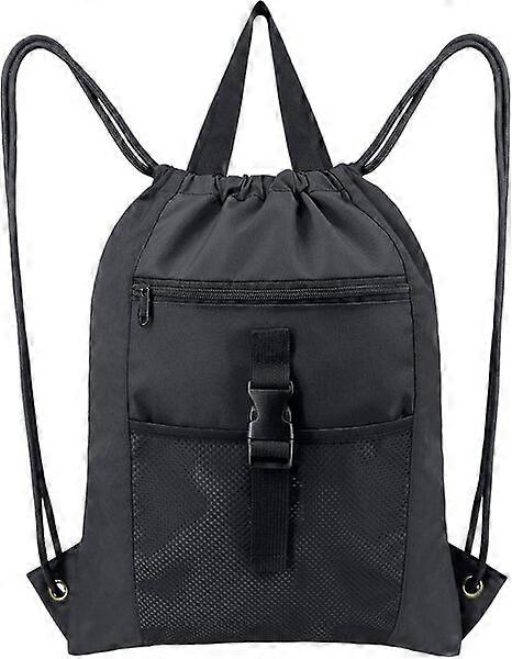 18-inch black zipper backpack with multi-pocket configuration to prevent items from falling