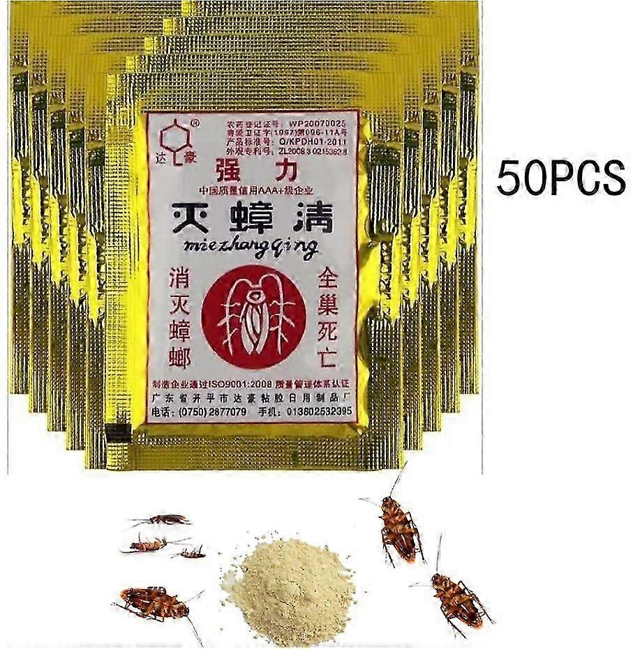50 قطعة من مسحوق طُعم قتل الصراصير، دواء فعال صديق للبيئة، مبيد حشري قاتل للصراصير، مكافحة الآفات، المطبخ، المطعم
