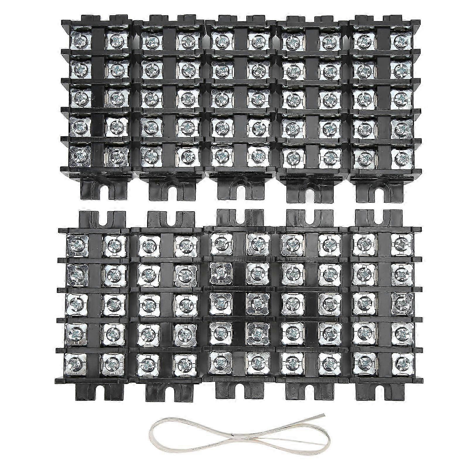 50pcs Terminal Block General Type Insulating ABS Die Casting Compact Wire Connector for Electrical Connection 60A 600V