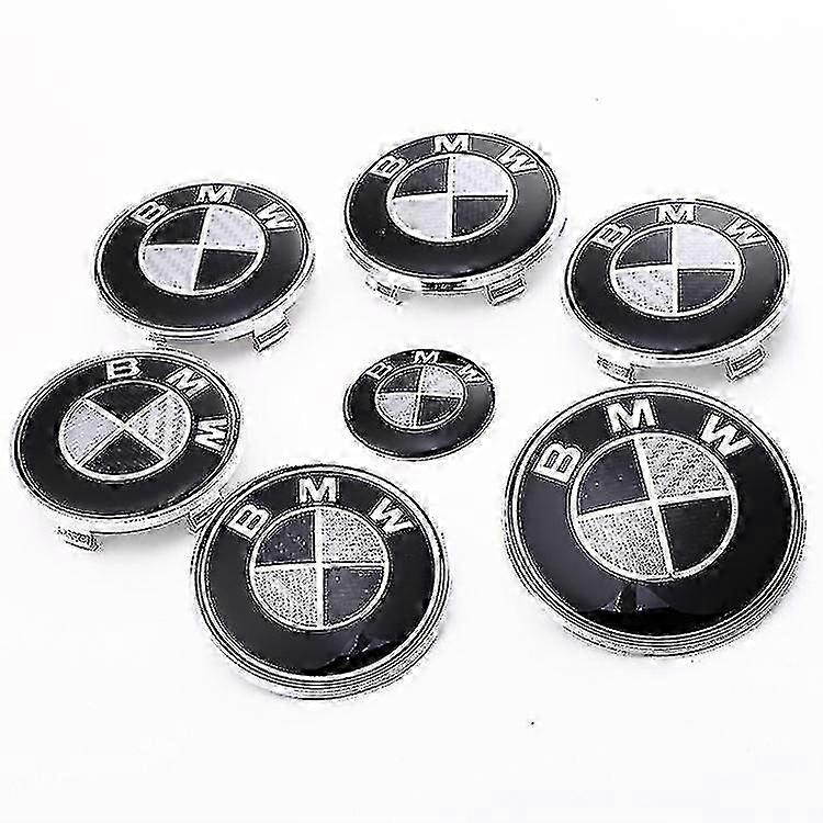 7pcs Black Emblems Hood and Trunk Compatible with All Models E30 E36 E46 E34 E39 E60 E65 E38 X3 X5 X