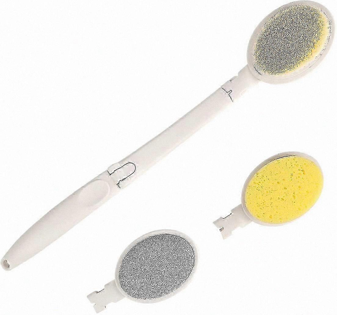 Foldable 3-in-1 Bath Brush with Long Handle for Shower, Exfoliating and Dry Skin Brushing Solution