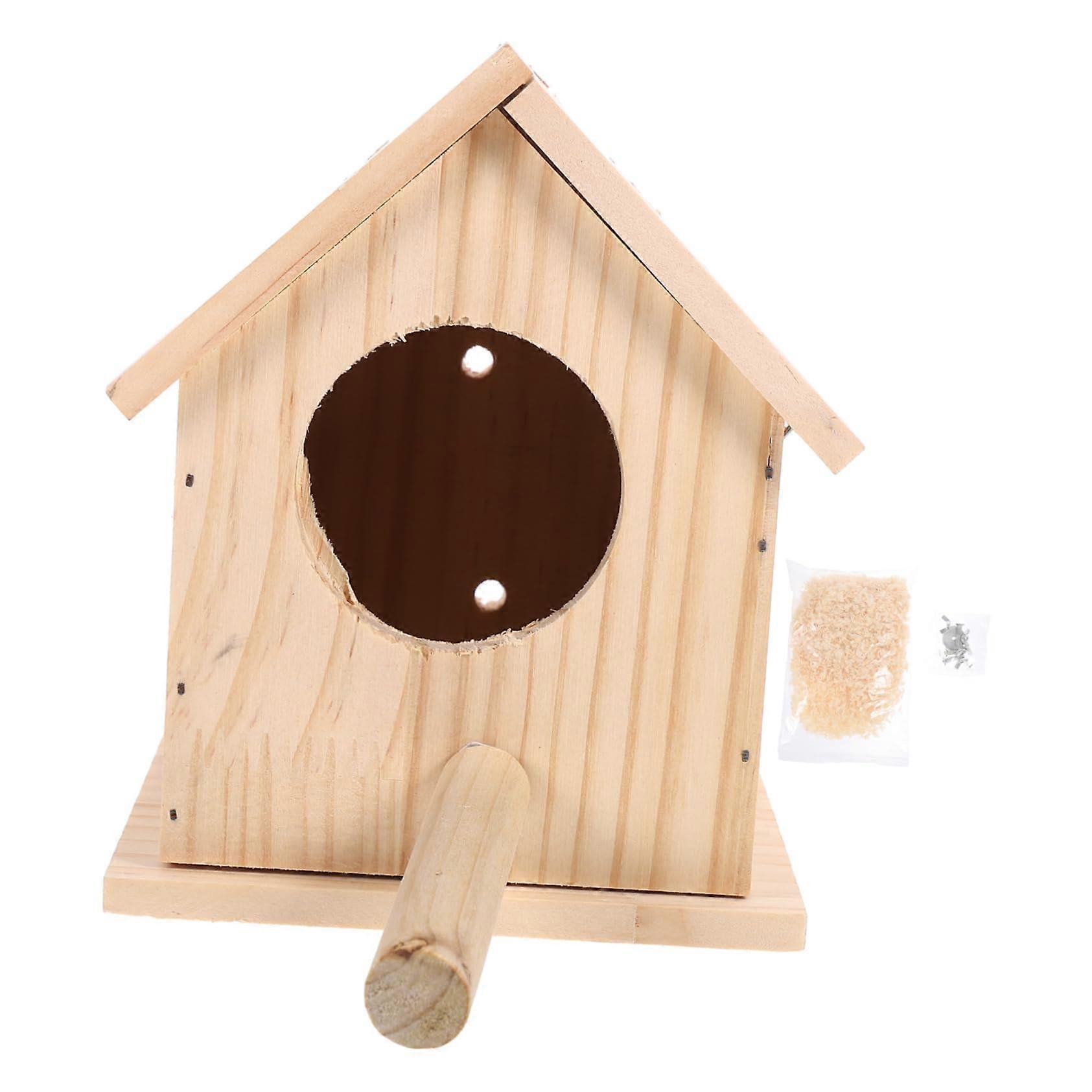 Bird Nesting Box Wooden Bird House Guinea Pig Hideout Craftsmanship For Home Cages