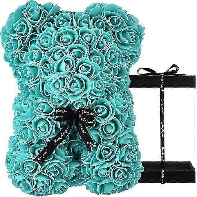 Rose Bears - Each rose bear comes with a rose Teddy Bear - Flower Bears are perfect for anniversaries, mothers - Clear gift box included! 10 inches ta