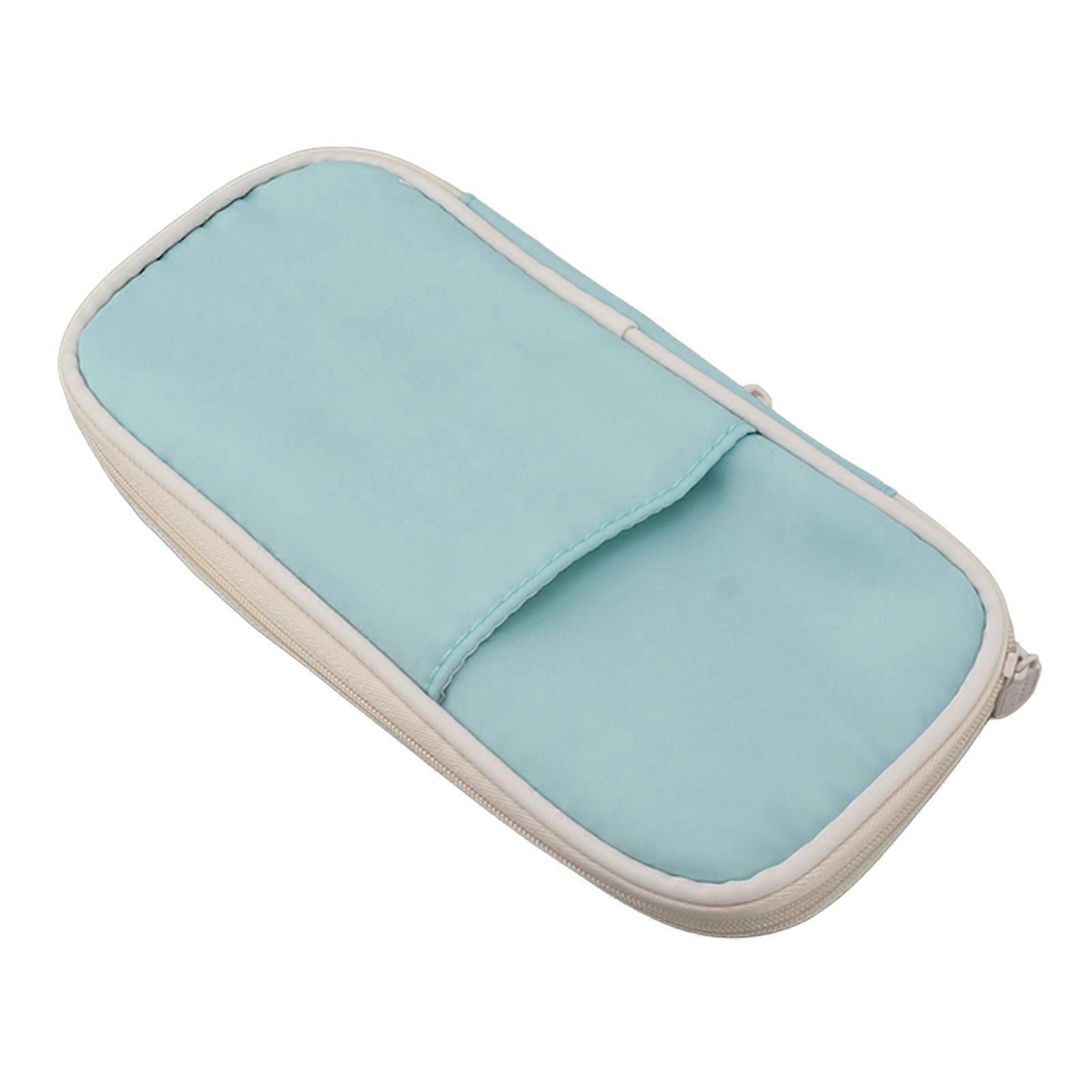 Large Capacity Foldable Zipper Stationery Case 112g Light Blue
