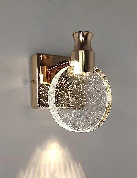Crystal wall lamp, Nordic-style round, three-color adjustable and direction changeable