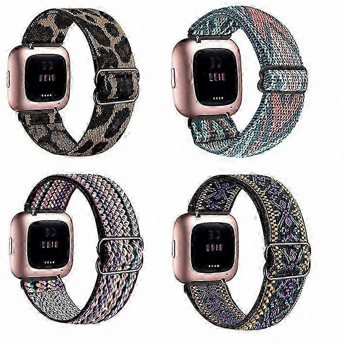 Nylon Elastic Bands for Fitbit Versa 2/Versa, 4-Pack Replacement Straps