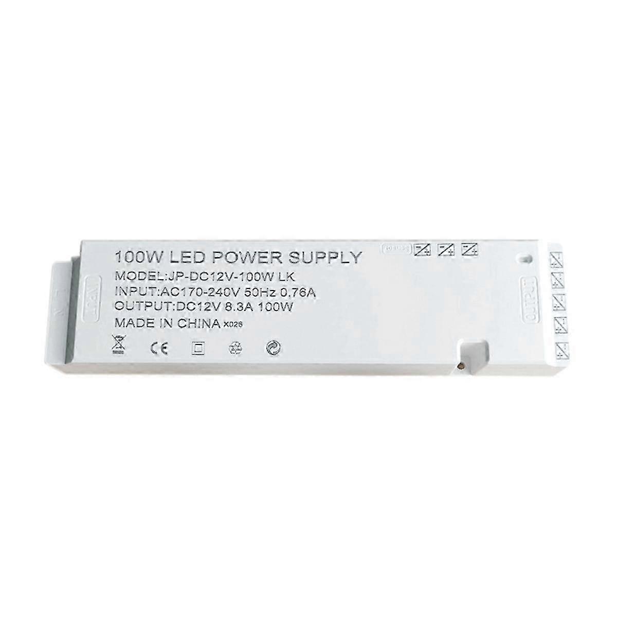 AC220V to DC 12V Power Converter - LED Cabinet Light Strip Driver 100W Port Supply for Lighting Transformer E Series