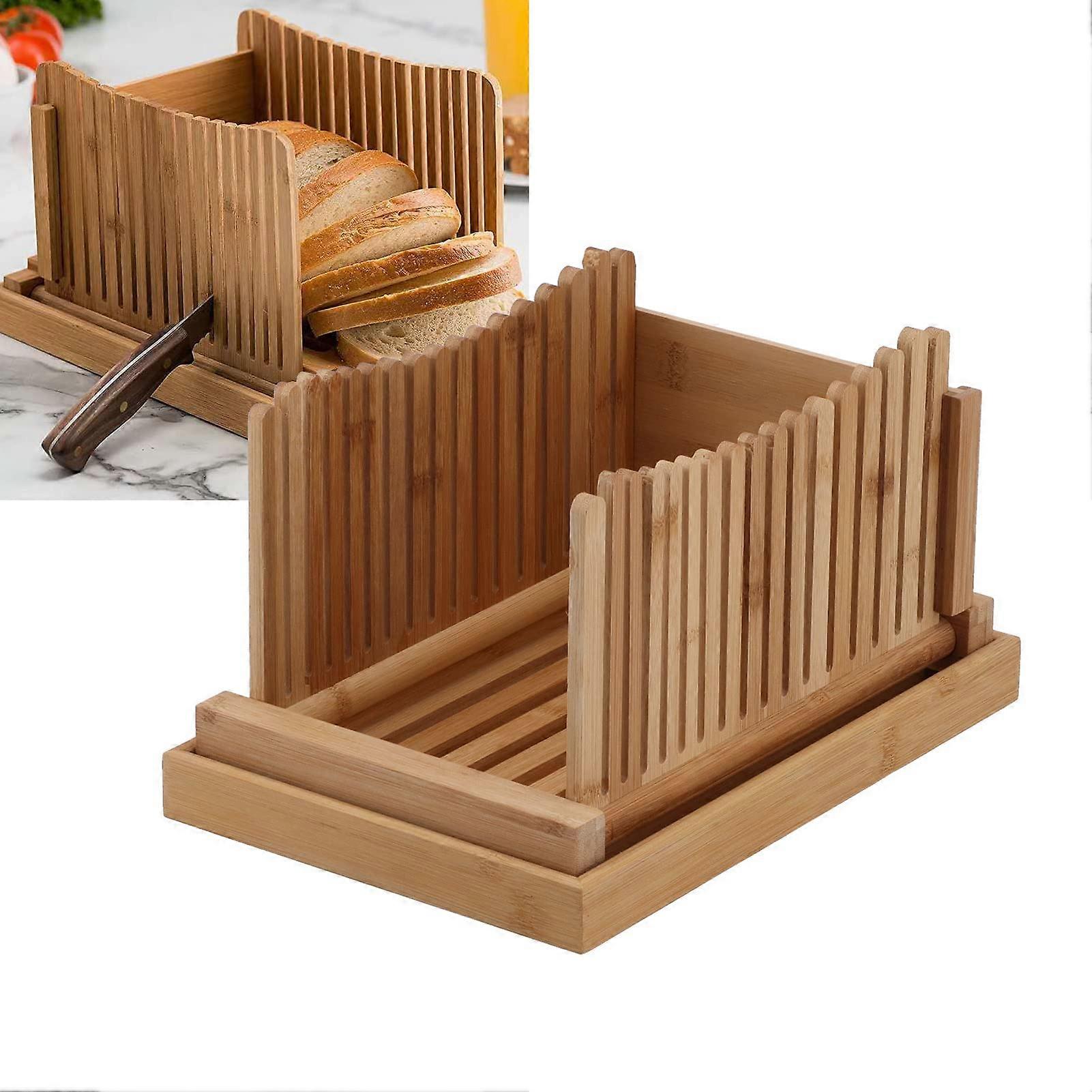 Homemade Bread Cutting Board Adjustable Foldable Bread Cutter With Crumb Tray For Home Bakery Kitchen