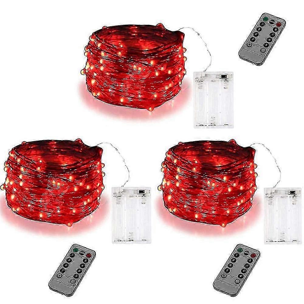 3-pack Battery Powered Fairy Light Strings With Remote Control, 10 Feet30 Leds, For Garden Yards