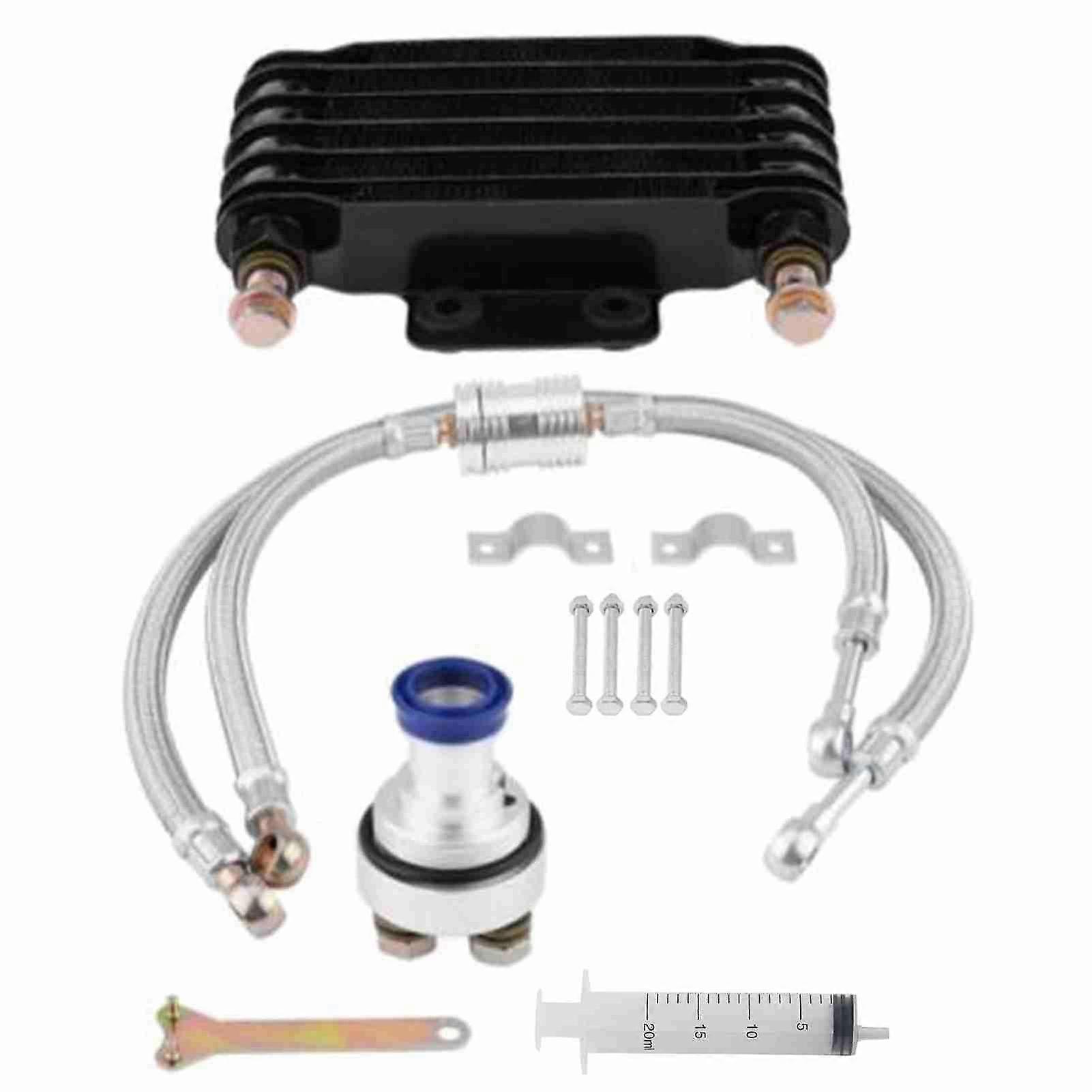 Engine Oil Cooler Oil Cooling Radiator System Kit for CB CG 100CC250CC 85ml Black
