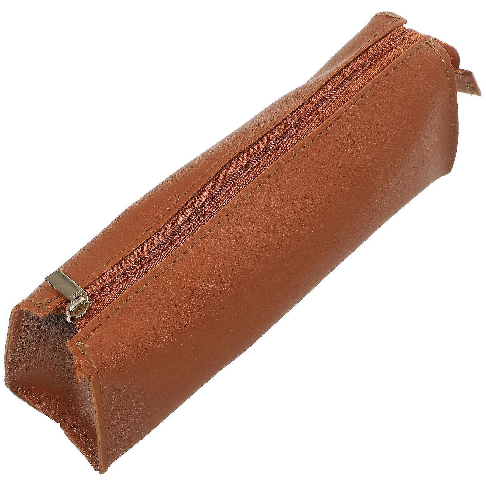 Brown Pencil Pouch for Storage Use with Compact Design 5Pcs Set