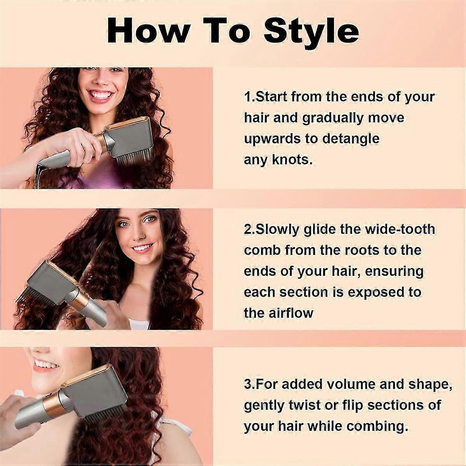 Pre-Styling Dryer Attachment for Dyson Airwrap HS01 HS05 Styling Air Nozzle with Wide-Tooth Comb Hai